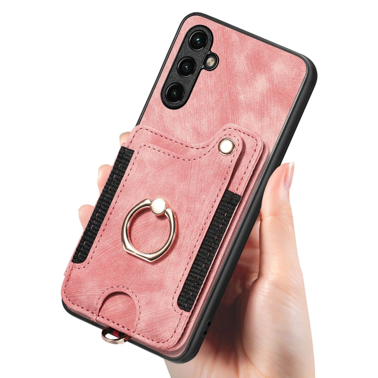 Retro Skin-feel Ring Multi-card Wallet Phone Case, For Samsung Galaxy A54 5G