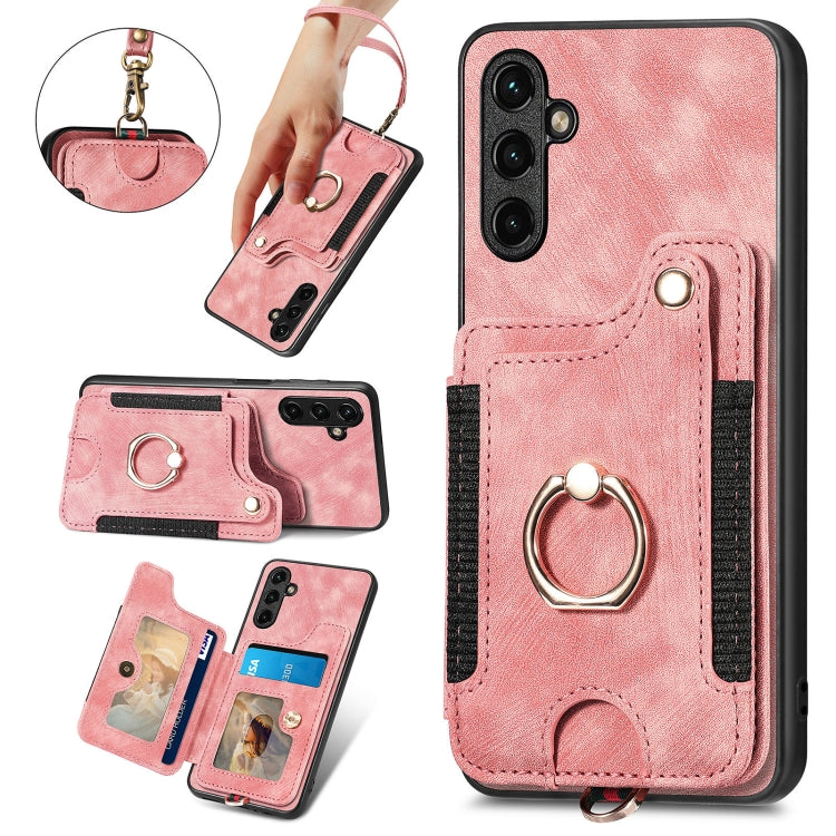 Retro Skin-feel Ring Multi-card Wallet Phone Case, For Samsung Galaxy A54 5G