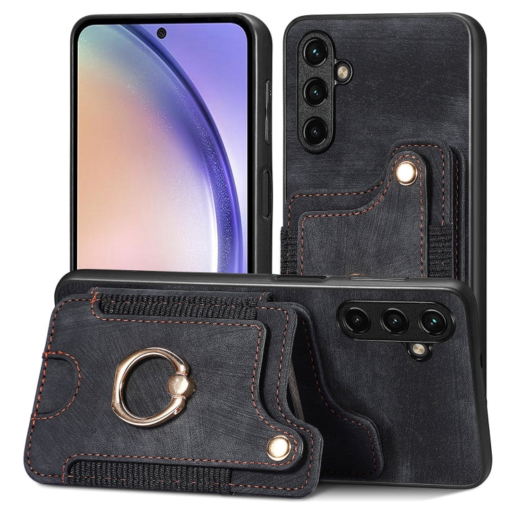 Retro Skin-feel Ring Multi-card Wallet Phone Case, For Samsung Galaxy A54 5G