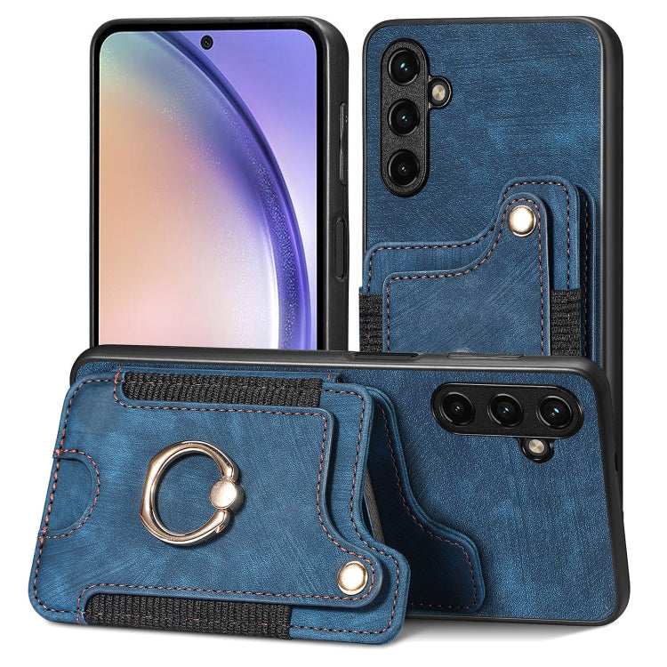 Retro Skin-feel Ring Multi-card Wallet Phone Case, For Samsung Galaxy A54 5G
