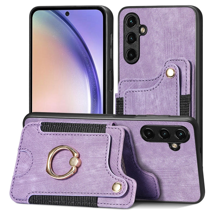 Retro Skin-feel Ring Multi-card Wallet Phone Case, For Samsung Galaxy A54 5G
