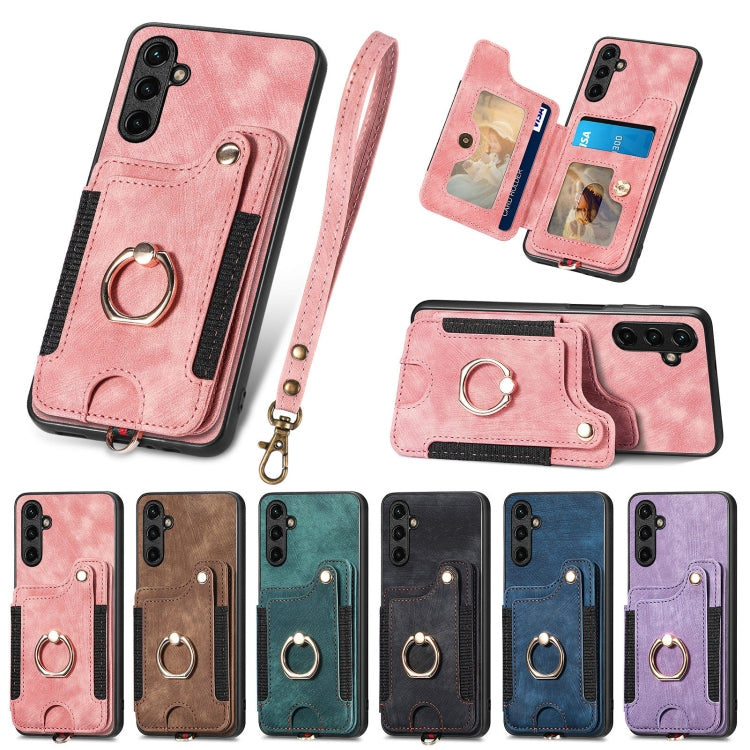 Retro Skin-feel Ring Multi-card Wallet Phone Case, For Samsung Galaxy A54 5G
