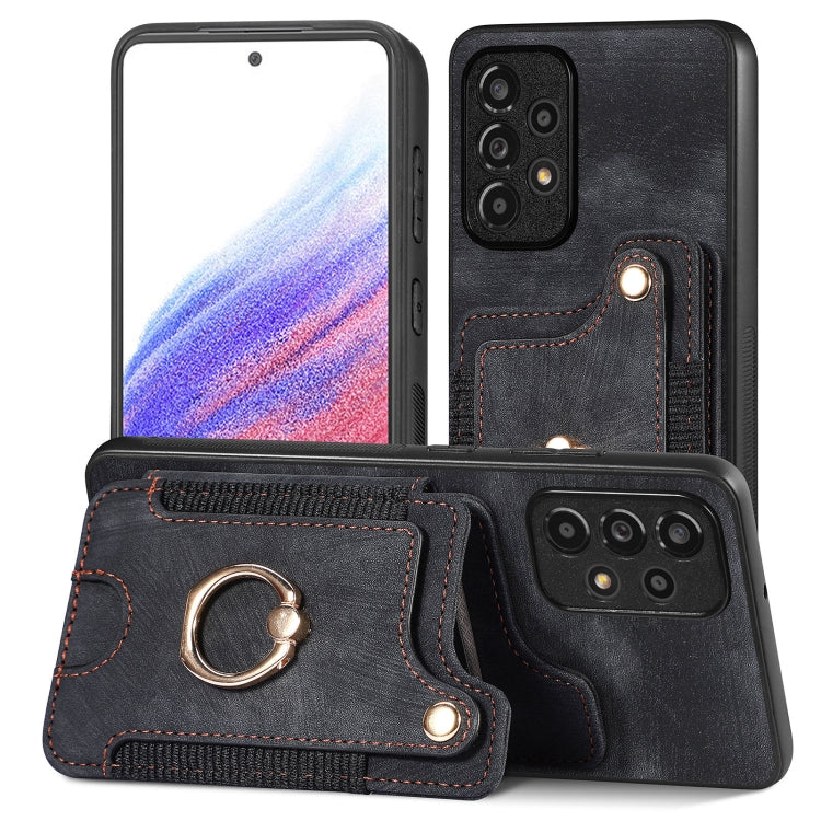 Retro Skin-feel Ring Multi-card Wallet Phone Case, For Samsung Galaxy A53 5G