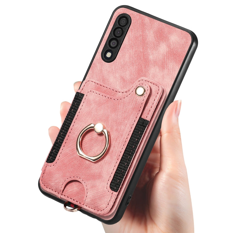 Retro Skin-feel Ring Multi-card Wallet Phone Case, For Samsung Galaxy A50