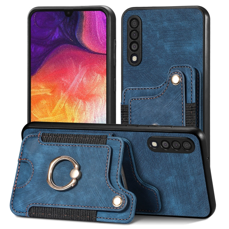 Retro Skin-feel Ring Multi-card Wallet Phone Case, For Samsung Galaxy A50