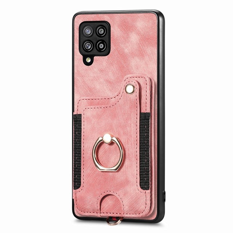 Retro Skin-feel Ring Multi-card Wallet Phone Case, For Samsung Galaxy A42 5G