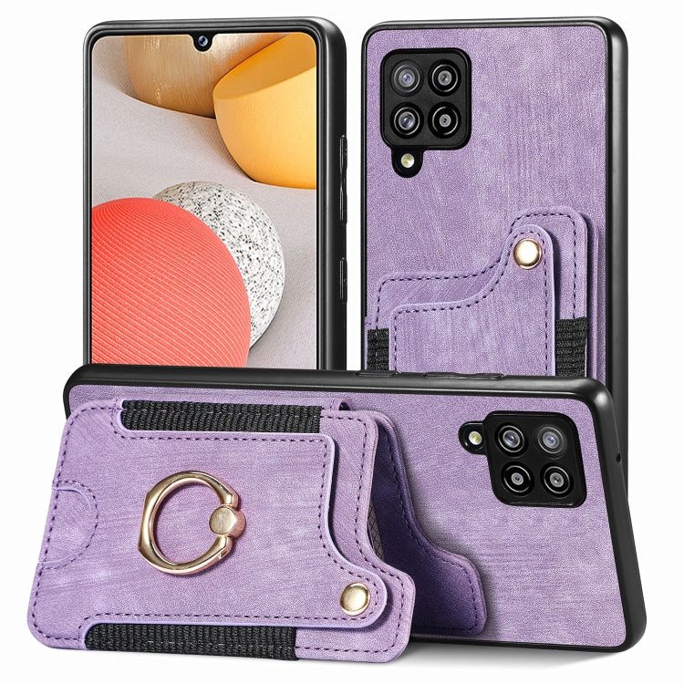 Retro Skin-feel Ring Multi-card Wallet Phone Case, For Samsung Galaxy A42 5G