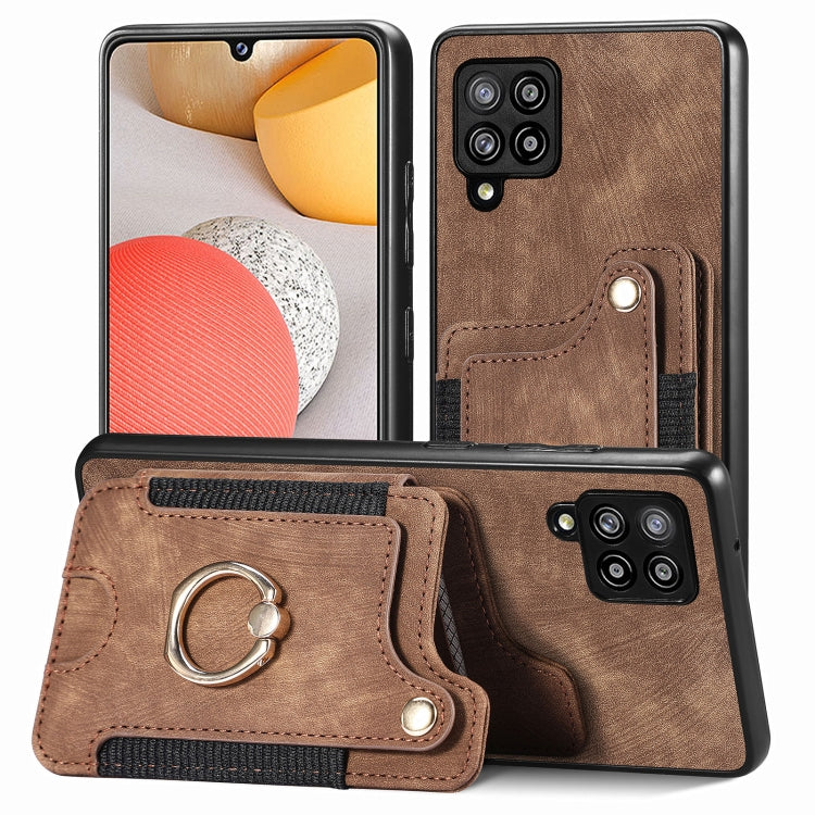 Retro Skin-feel Ring Multi-card Wallet Phone Case, For Samsung Galaxy A42 5G