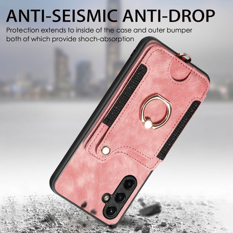 Retro Skin-feel Ring Multi-card Wallet Phone Case, For Samsung Galaxy A34 5G