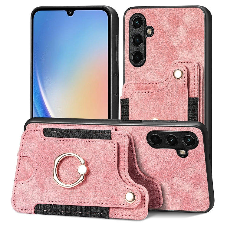 Retro Skin-feel Ring Multi-card Wallet Phone Case, For Samsung Galaxy A34 5G