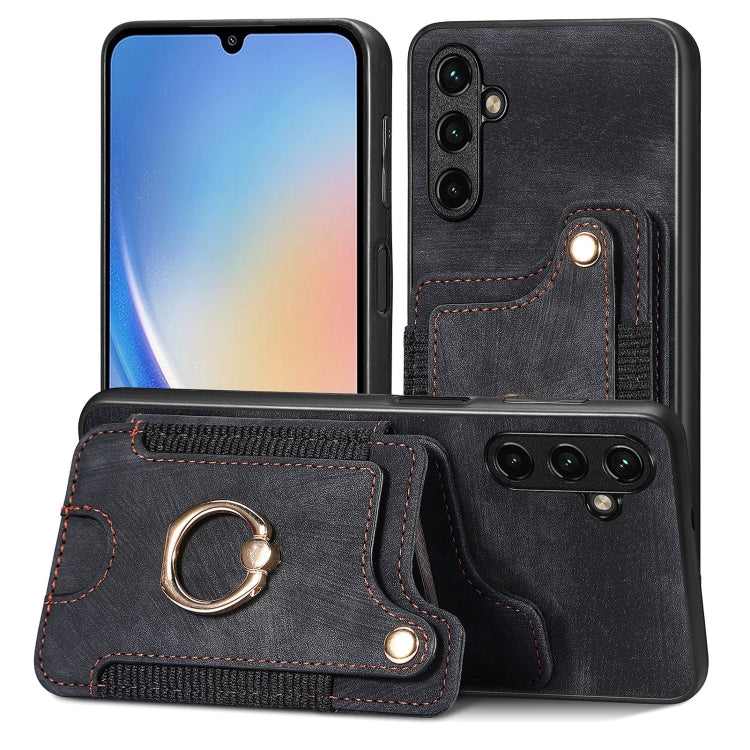 Retro Skin-feel Ring Multi-card Wallet Phone Case, For Samsung Galaxy A34 5G