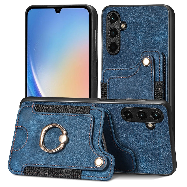 Retro Skin-feel Ring Multi-card Wallet Phone Case, For Samsung Galaxy A34 5G