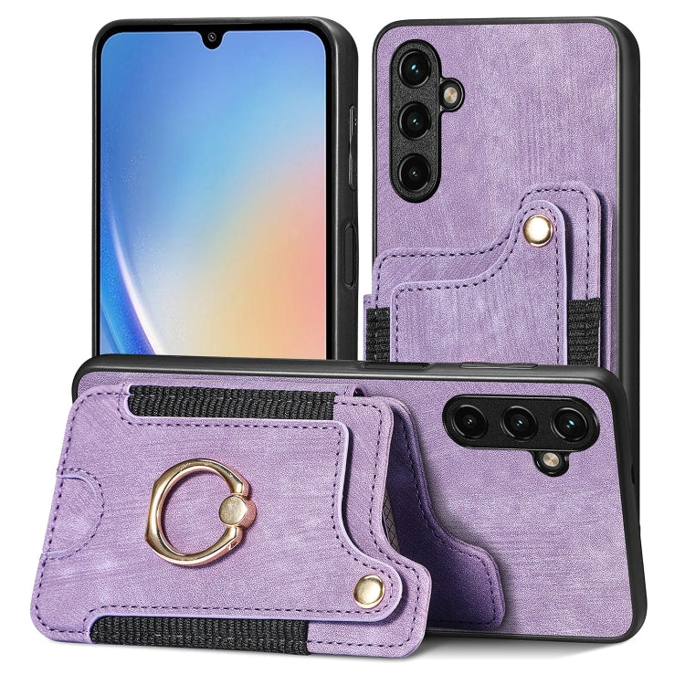 Retro Skin-feel Ring Multi-card Wallet Phone Case, For Samsung Galaxy A34 5G