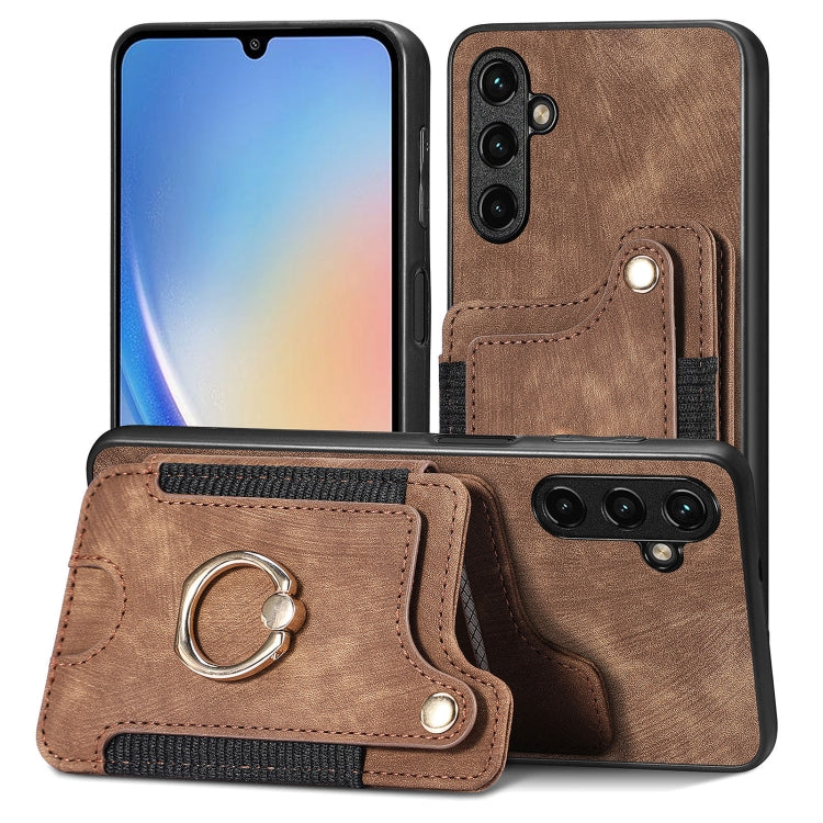 Retro Skin-feel Ring Multi-card Wallet Phone Case, For Samsung Galaxy A34 5G
