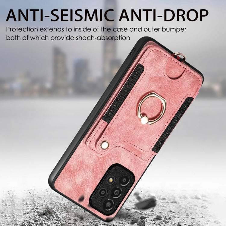 Retro Skin-feel Ring Multi-card Wallet Phone Case, For Samsung Galaxy A33 5G