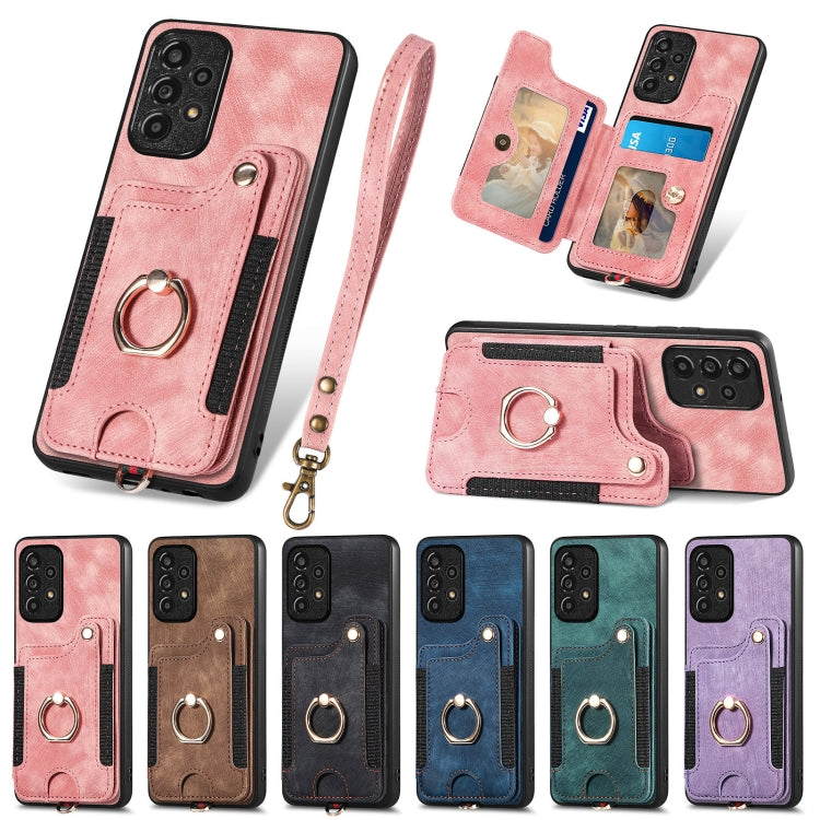 Retro Skin-feel Ring Multi-card Wallet Phone Case, For Samsung Galaxy A33 5G