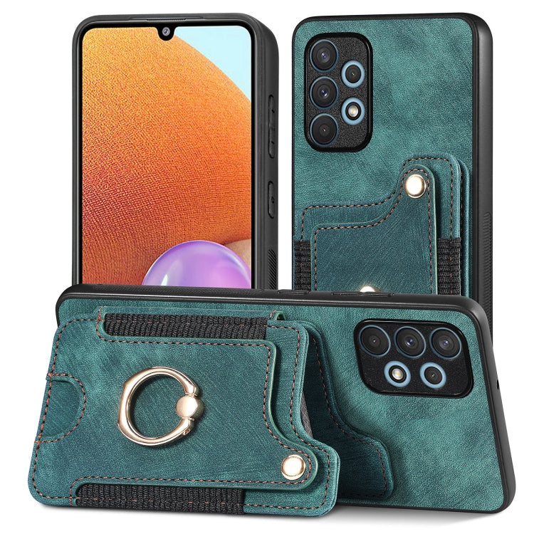 Retro Skin-feel Ring Multi-card Wallet Phone Case, For Samsung Galaxy A32 4G