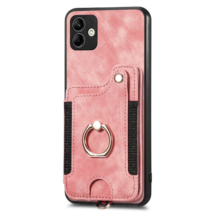 Retro Skin-feel Ring Multi-card Wallet Phone Case, For Samsung Galaxy A04