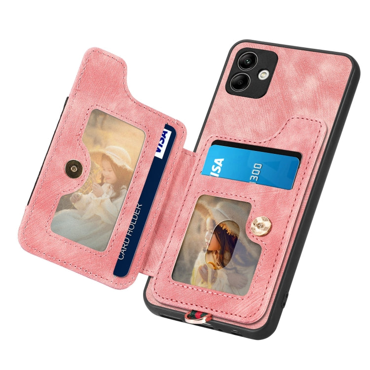 Retro Skin-feel Ring Multi-card Wallet Phone Case, For Samsung Galaxy A04