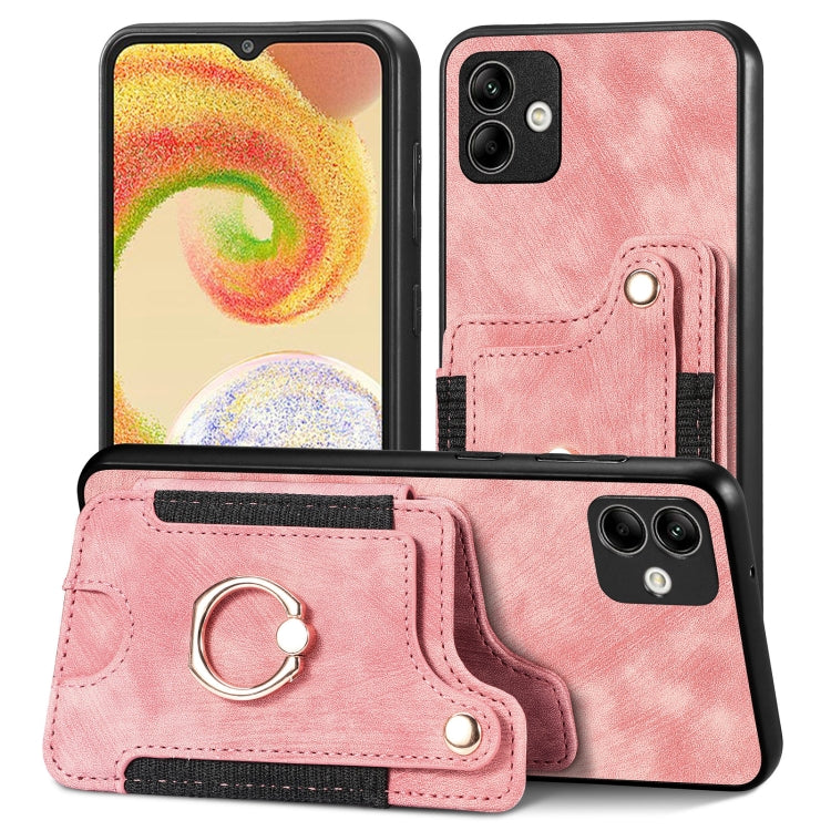Retro Skin-feel Ring Multi-card Wallet Phone Case, For Samsung Galaxy A04