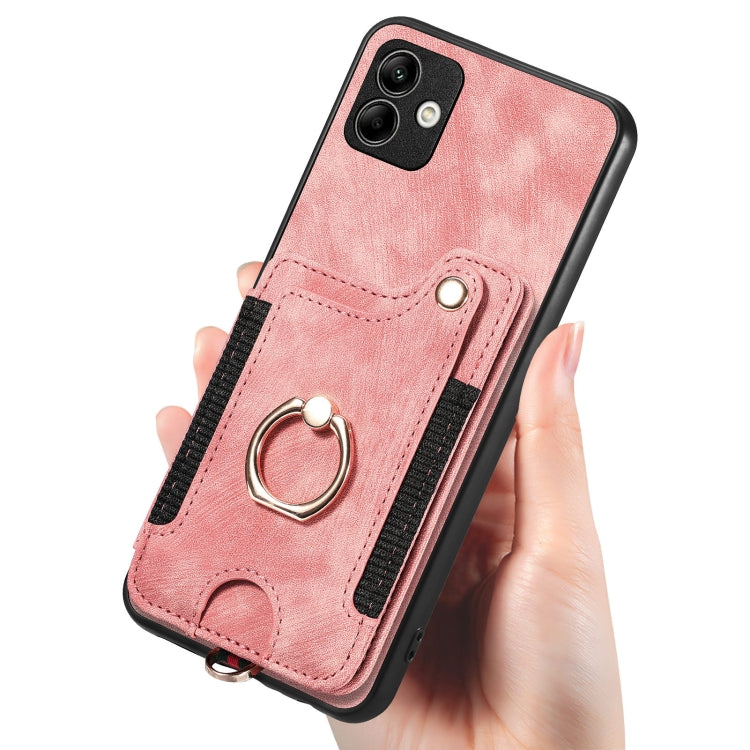 Retro Skin-feel Ring Multi-card Wallet Phone Case, For Samsung Galaxy A04