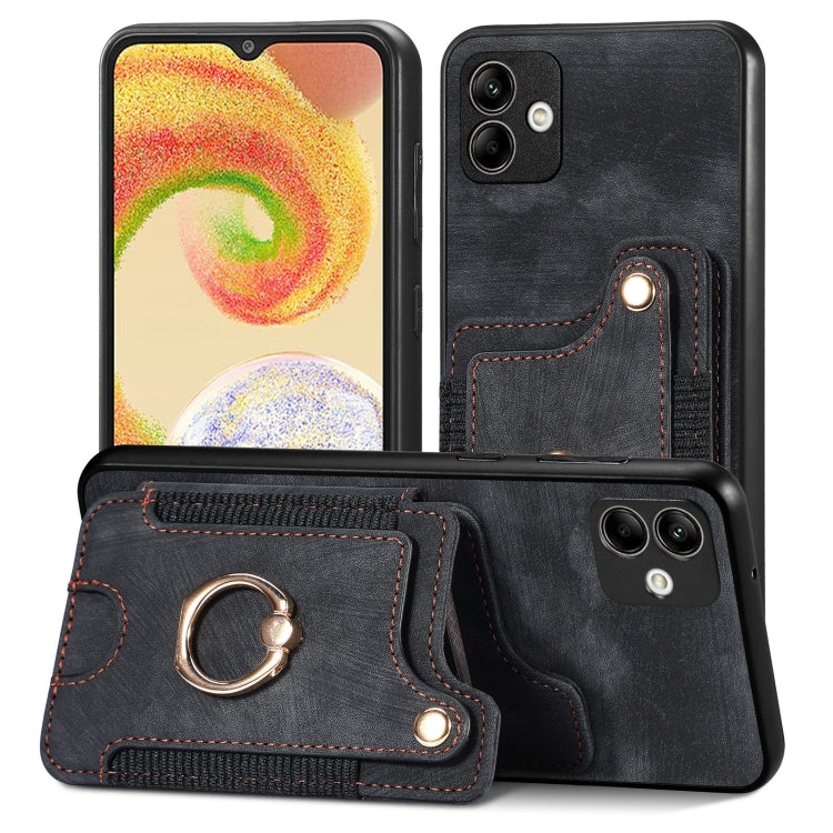 Retro Skin-feel Ring Multi-card Wallet Phone Case, For Samsung Galaxy A04