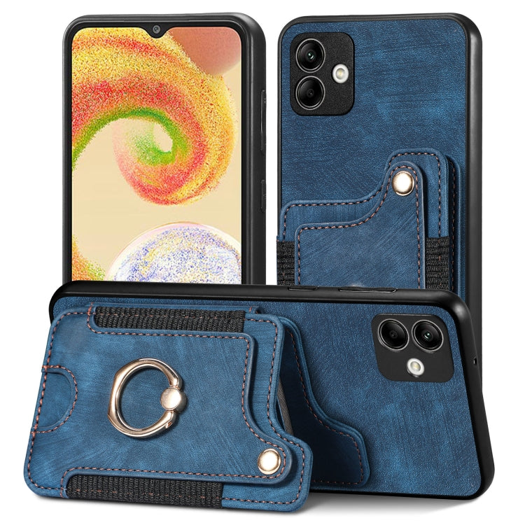 Retro Skin-feel Ring Multi-card Wallet Phone Case, For Samsung Galaxy A04