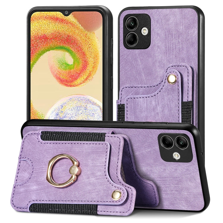 Retro Skin-feel Ring Multi-card Wallet Phone Case, For Samsung Galaxy A04