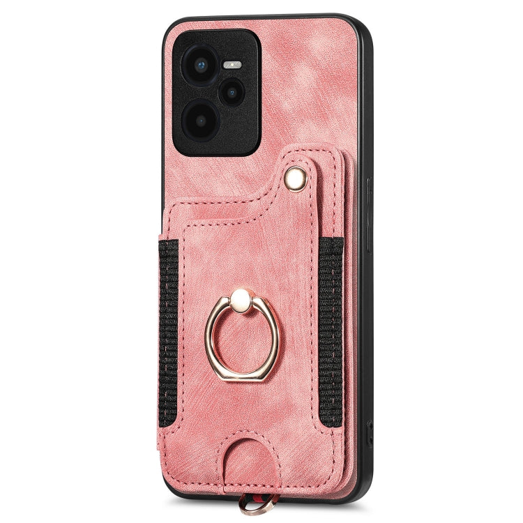 Retro Skin-feel Ring Multi-card Wallet Phone Case, For Realme C35