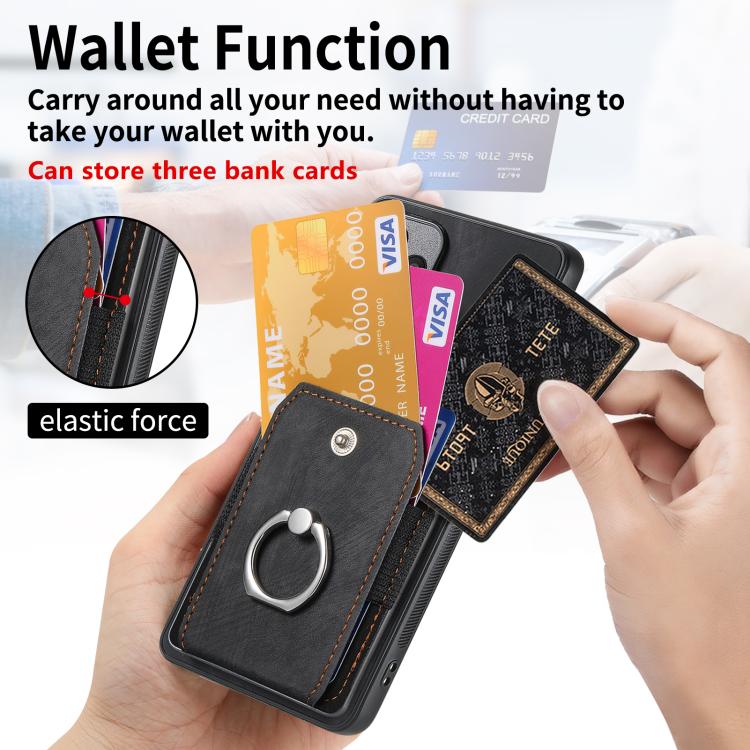 Retro Skin-feel Ring Card Wallet Phone Case, Compatible with Google Pixel 9a