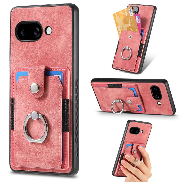 Retro Skin-feel Ring Card Wallet Phone Case, Compatible with Google Pixel 9a