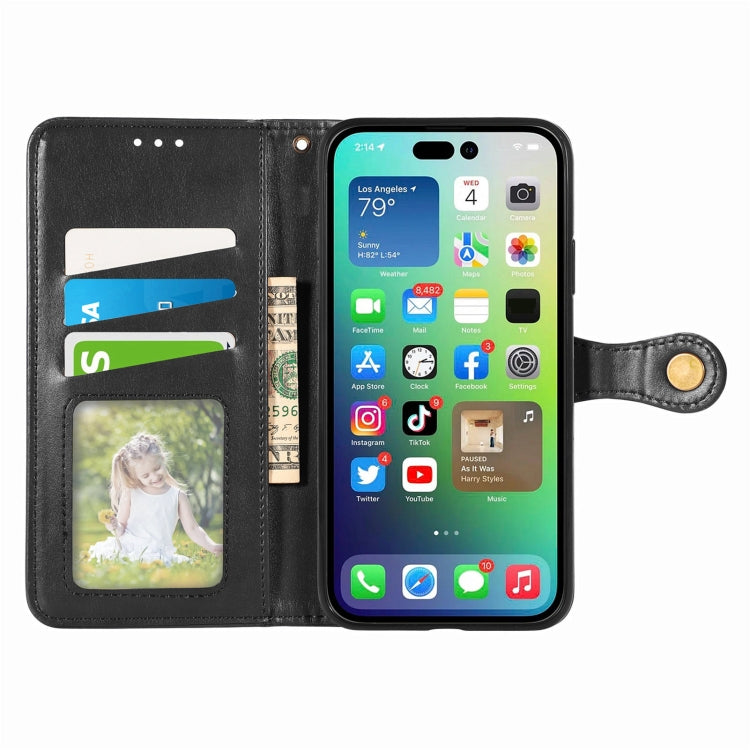 Retro Solid Color Buckle Leather Phone Case, Compatible with iPhone 15 Pro Max