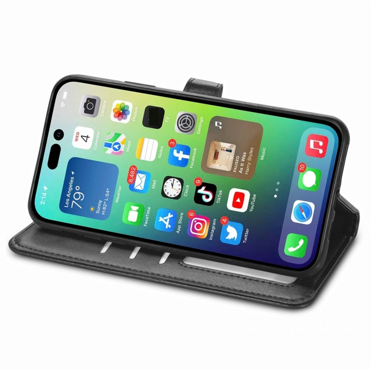 Retro Solid Color Buckle Leather Phone Case, Compatible with iPhone 15 Pro Max