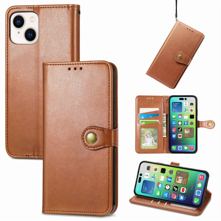 Retro Solid Color Buckle Leather Phone Case, Compatible with iPhone 15 Pro Max