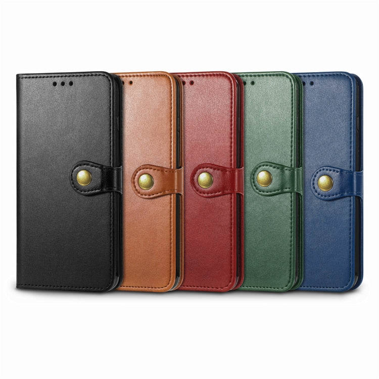 Retro Solid Color Buckle Leather Phone Case, Compatible with iPhone 15 Pro Max