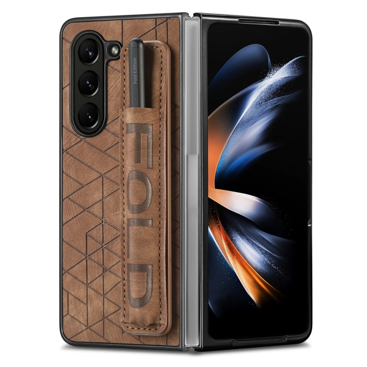 JUNSUNMAY Retro Pattern Leather Skin PC Folding Phone Case with Pen Slot