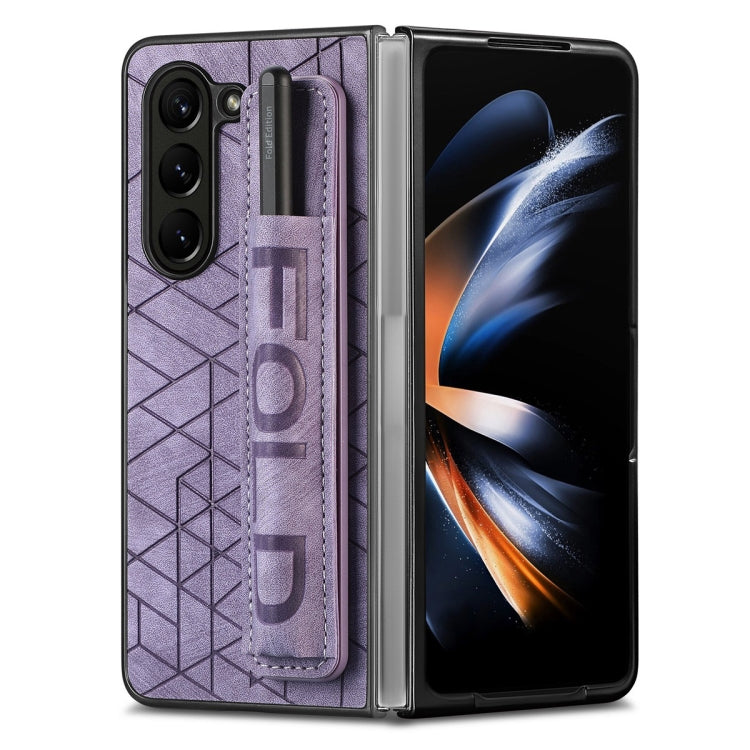 JUNSUNMAY Retro Pattern Leather Skin PC Folding Phone Case with Pen Slot