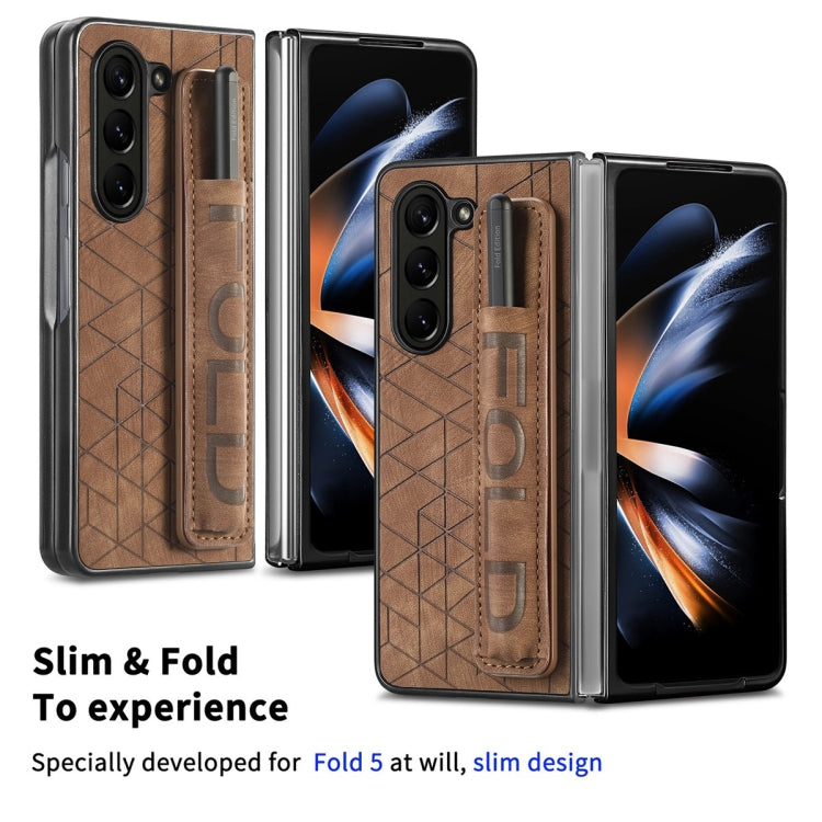 JUNSUNMAY Retro Pattern Leather Skin PC Folding Phone Case with Pen Slot