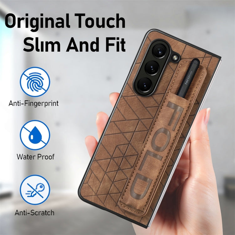 JUNSUNMAY Retro Pattern Leather Skin PC Folding Phone Case with Pen Slot