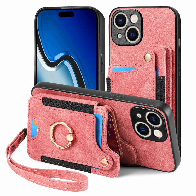 Retro Skin-feel Ring Multi-card Wallet Phone Case