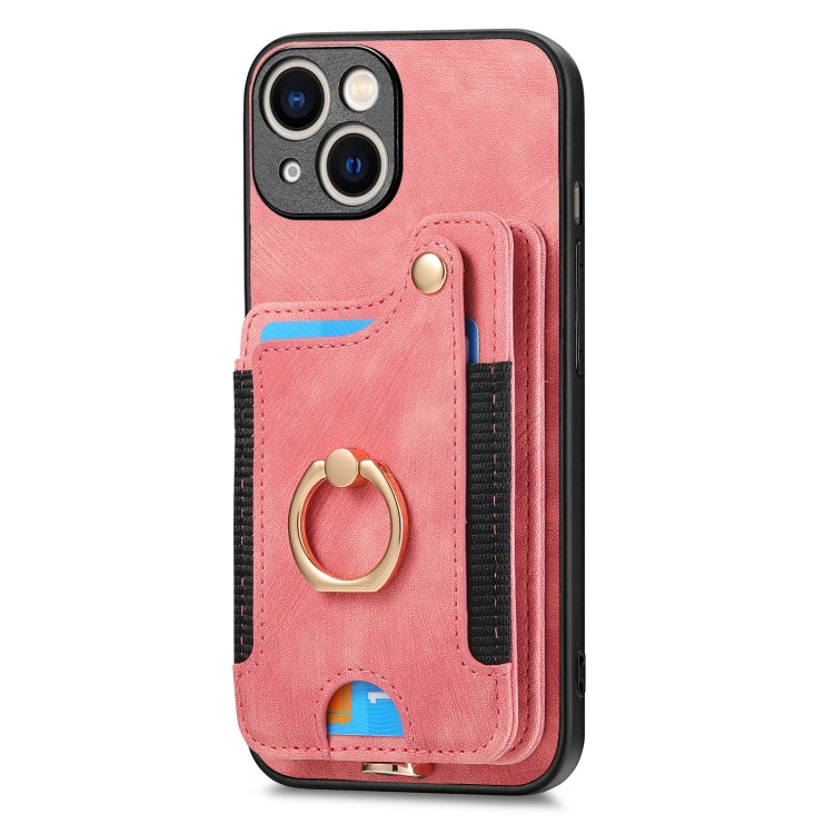 Retro Skin-feel Ring Multi-card Wallet Phone Case