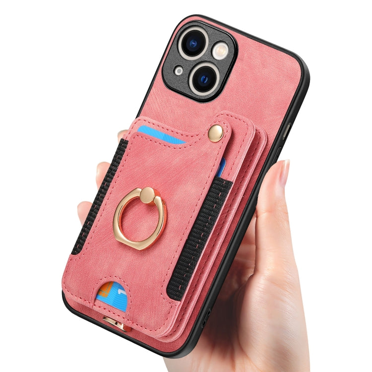 Retro Skin-feel Ring Multi-card Wallet Phone Case