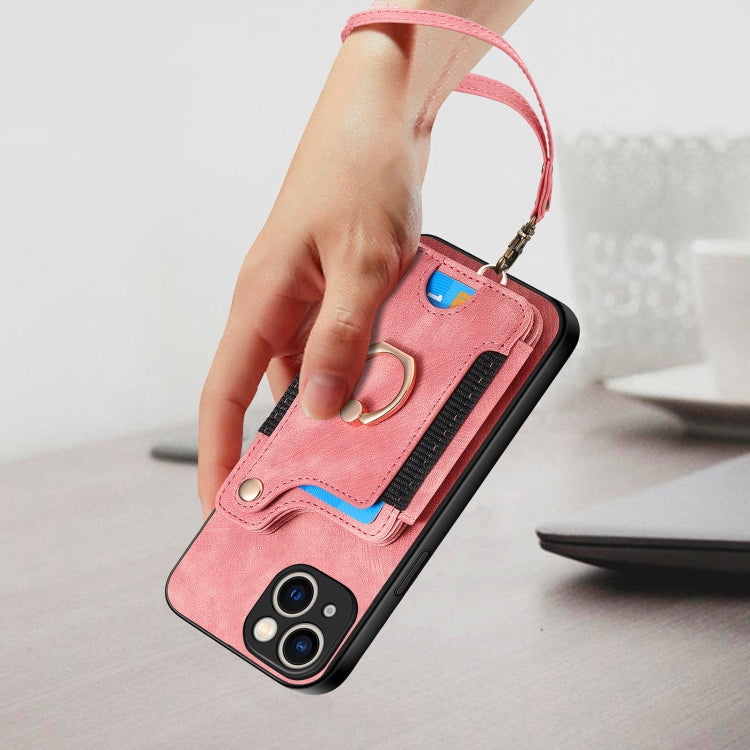 Retro Skin-feel Ring Multi-card Wallet Phone Case