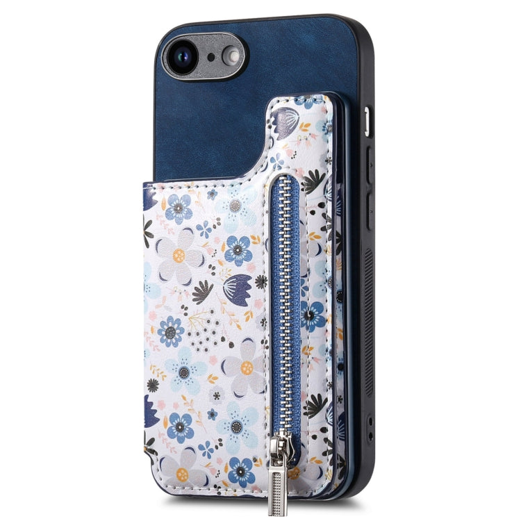 Retro Painted Zipper Wallet Back Phone Case, For iPhone 6 / 6s