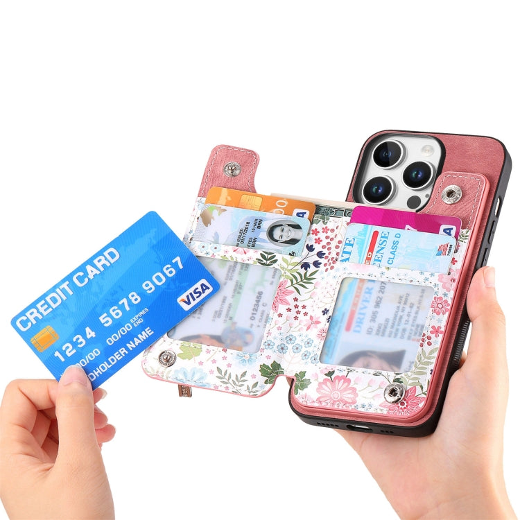 Retro Painted Zipper Wallet Back Phone Case, For iPhone 16 Pro Max