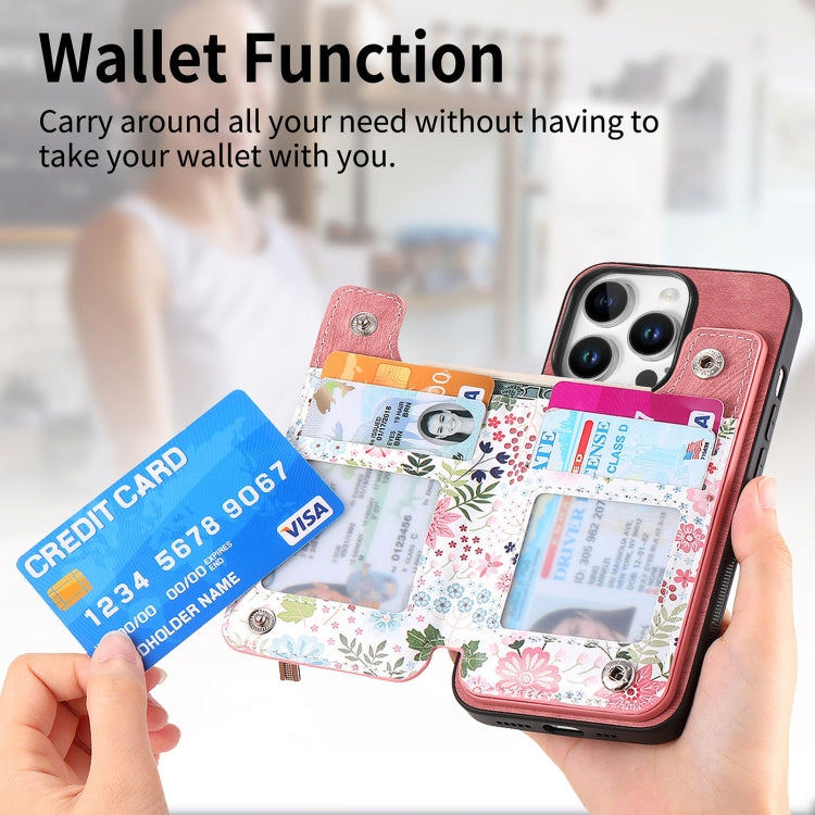 Retro Painted Zipper Wallet Back Phone Case, For iPhone 16 Pro Max