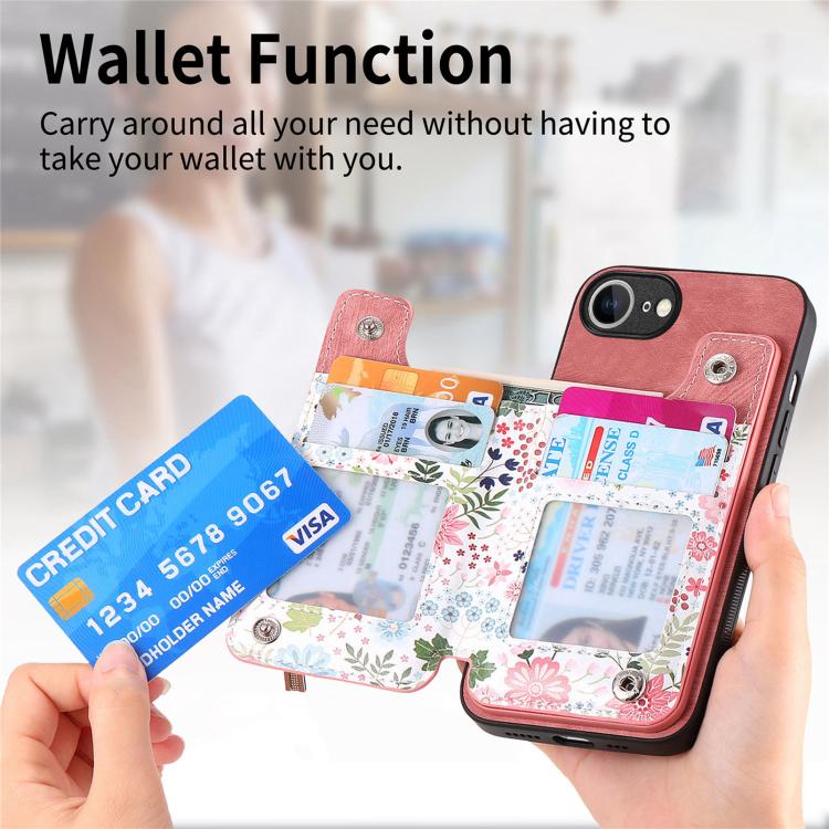 Retro Painted Zipper Wallet Back Phone Case, For iPhone 16e
