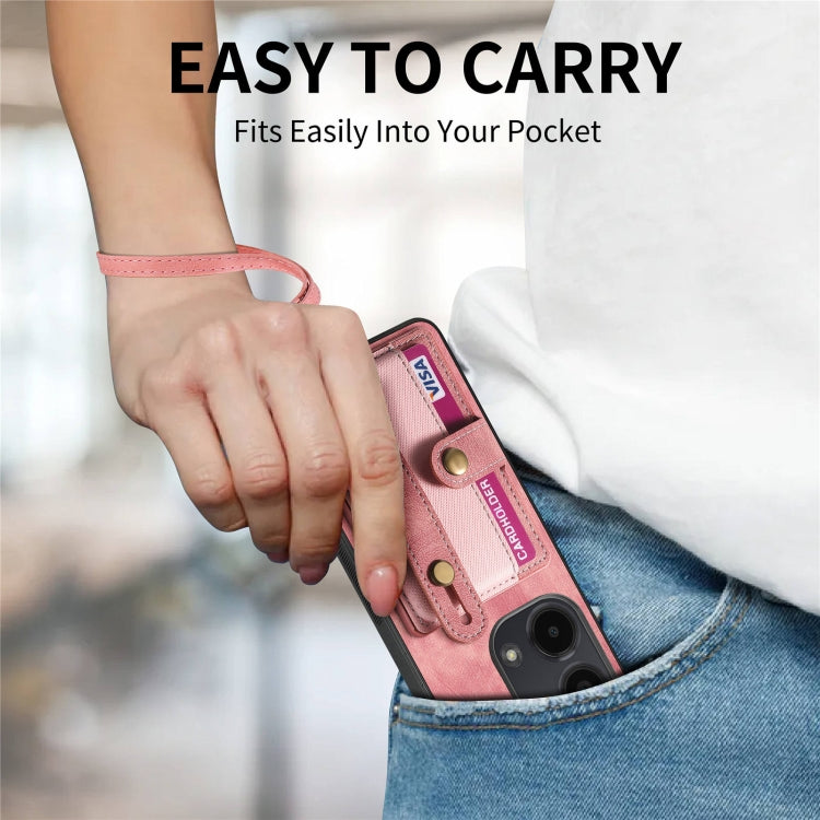 Retro Cross Wristband Wallet Leather Back Phone Case