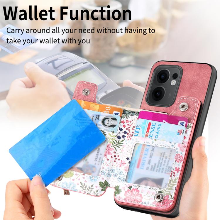 Retro Painted Zipper Wallet Back Phone Case