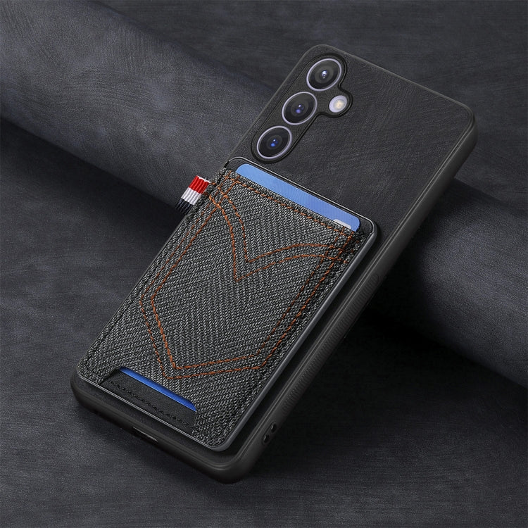 Denim Texture Leather Skin Phone Case with Card Slot, Compatible with Samsung Galaxy S24+ 5G